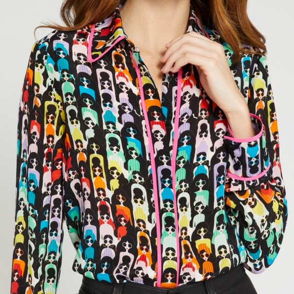 Alice Olivia Tops Nwt Alice Olivia Willa Stace Face Button Blouse Poshmark